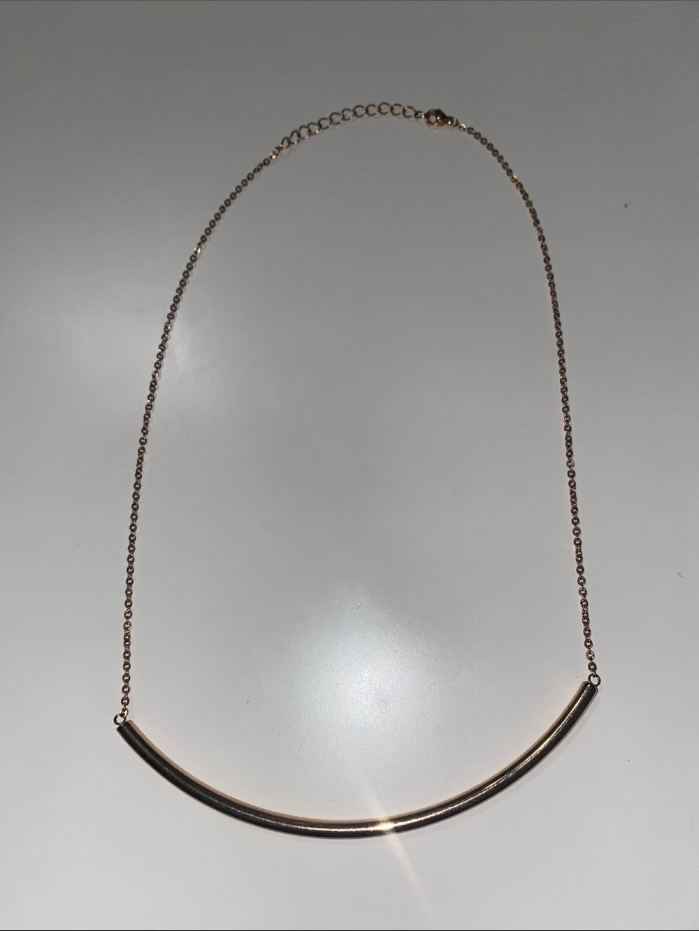 Minimalist Rose Gold Curved Bar Necklace - Women Jewelry